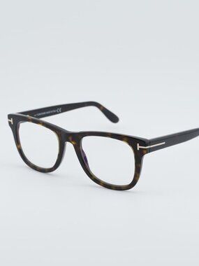 Tom Ford FT5820-B 052 Eyeglasses Havana 50mm Square Frame, Blue Light Block